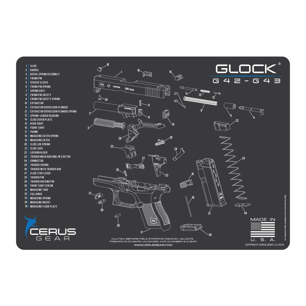 Glock 42-43 Schematic Char Gray
