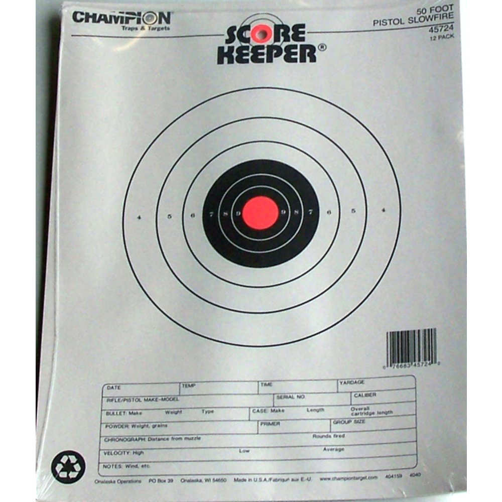 SK 50FT Pistol SF Orange/Black Bull Target 12-Pack