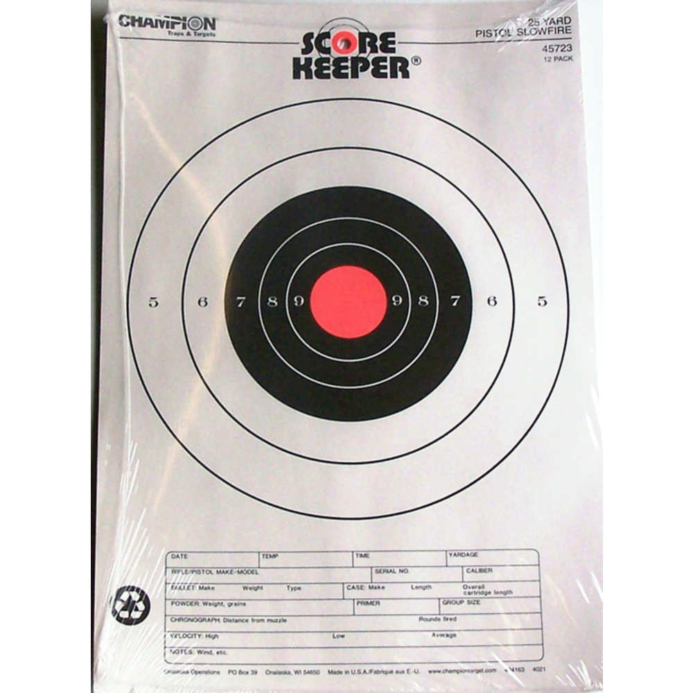 SK 25YD Pistol SF Orange/Black Bull Target 12-Pack