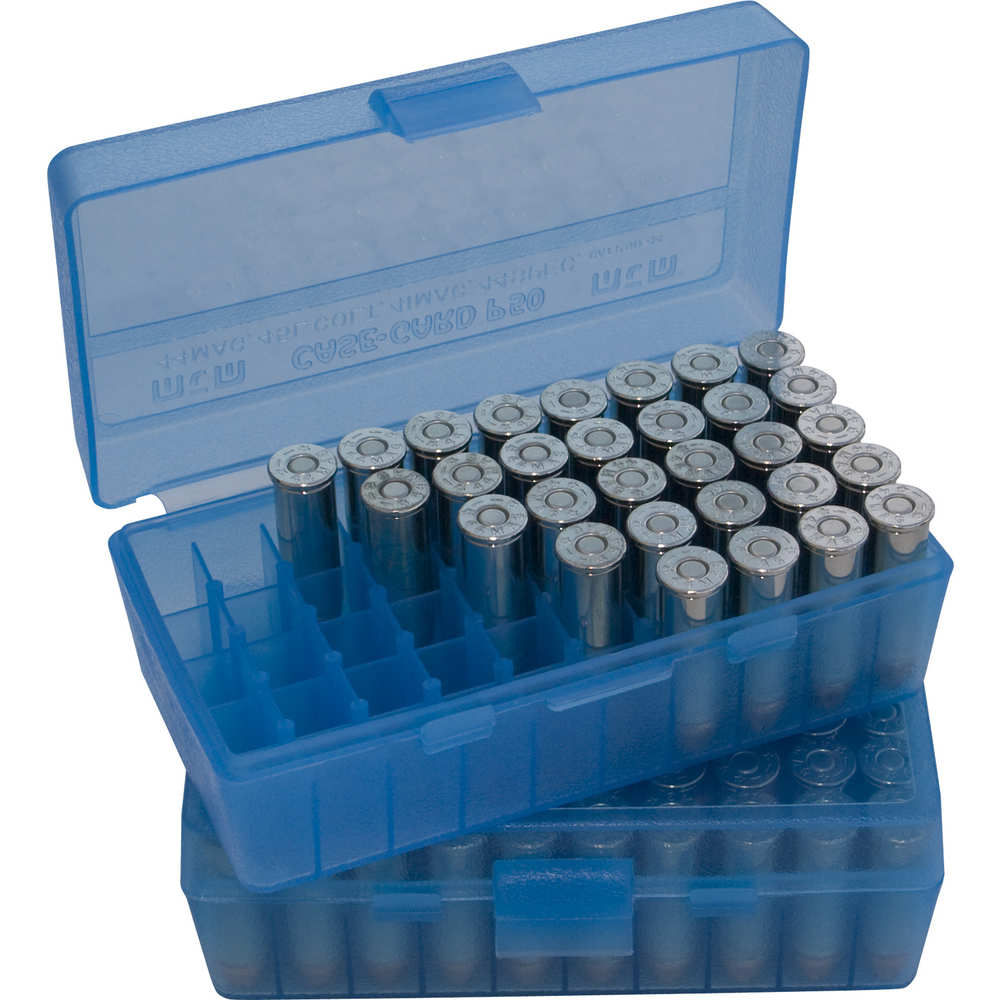 P50 Lge Handgun Ammunition Box - Clear 50-Round Magazine, Blue
