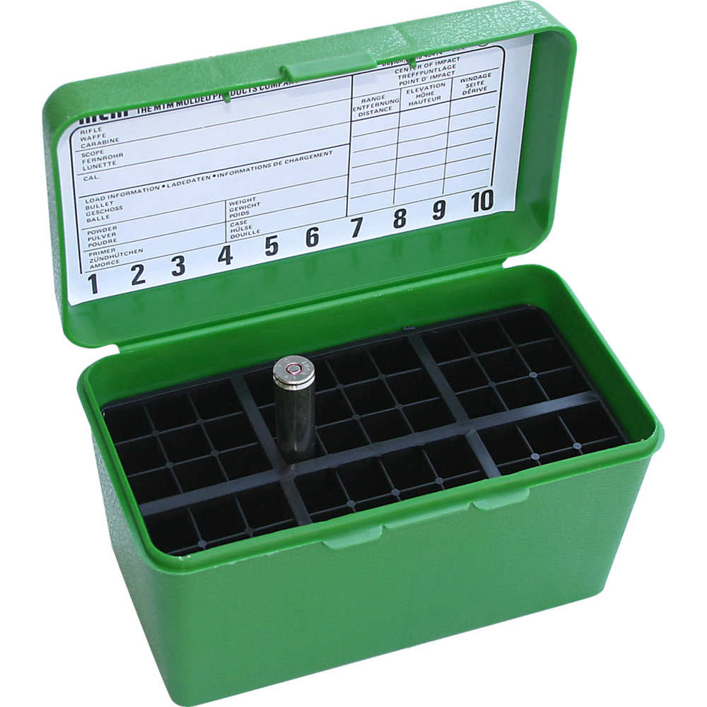 Deluxe Extra-Large Rifle Ammunition Case - 50-Round Magazine, Green