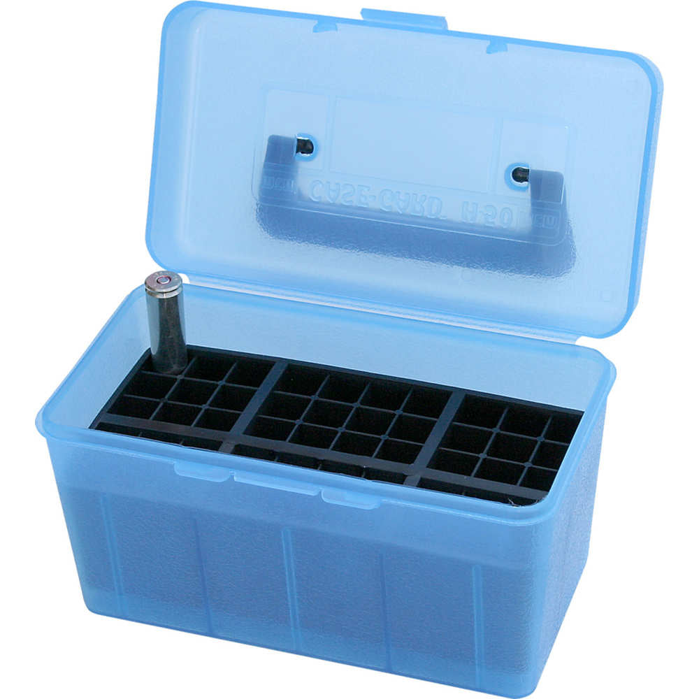 Deluxe Extra-Large Rifle Ammunition Case - Clear 50-Round Magazine, Blue