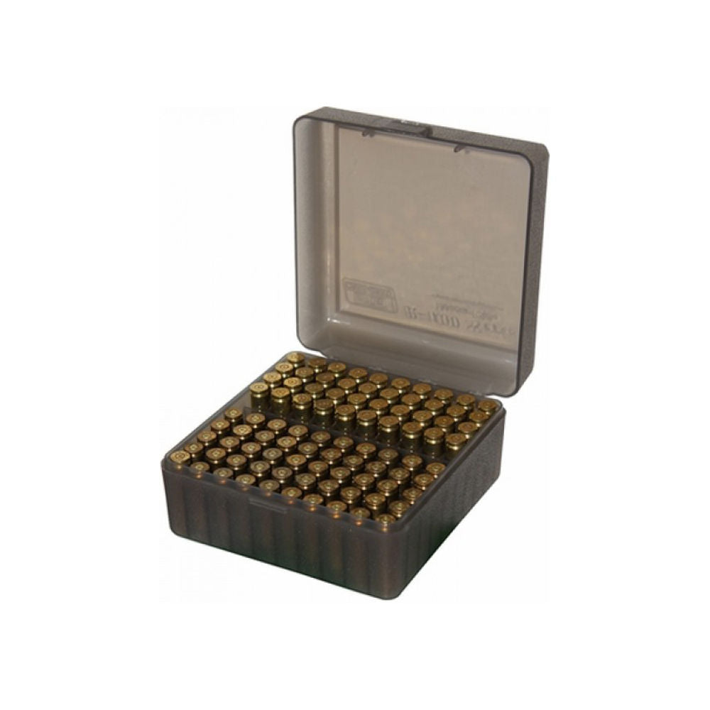 Ammunition Box 100 Red Flip Top 223 204 Clear-Smoke