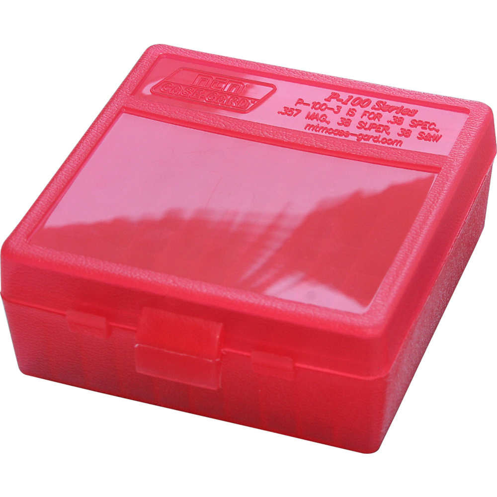 P100 Medium Handgun Ammunition Box - Clear Red 100-Round Magazine