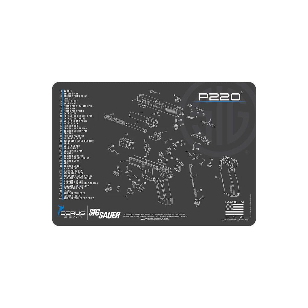 Sig Sauer P220 Handgun Mat 17X12 Gray