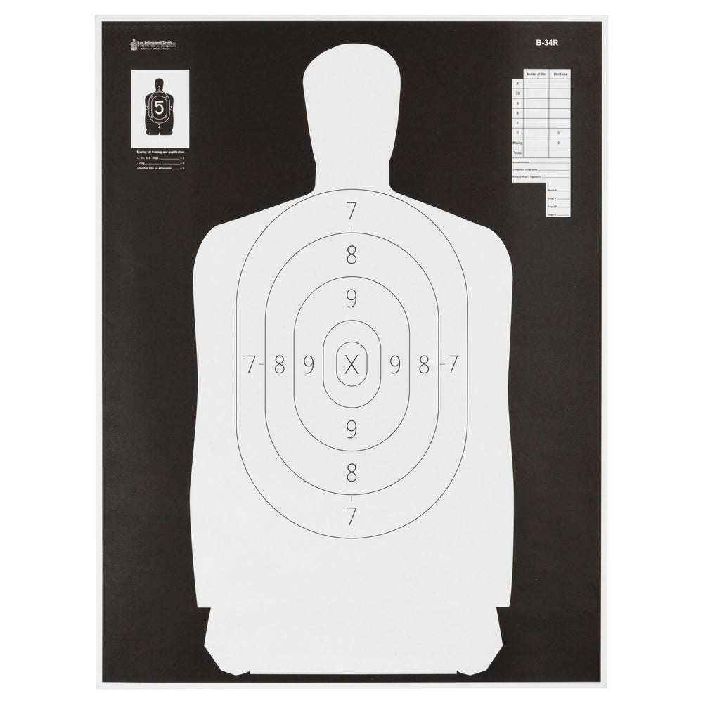 Action Target B34 Black/White Silho 100-Pack