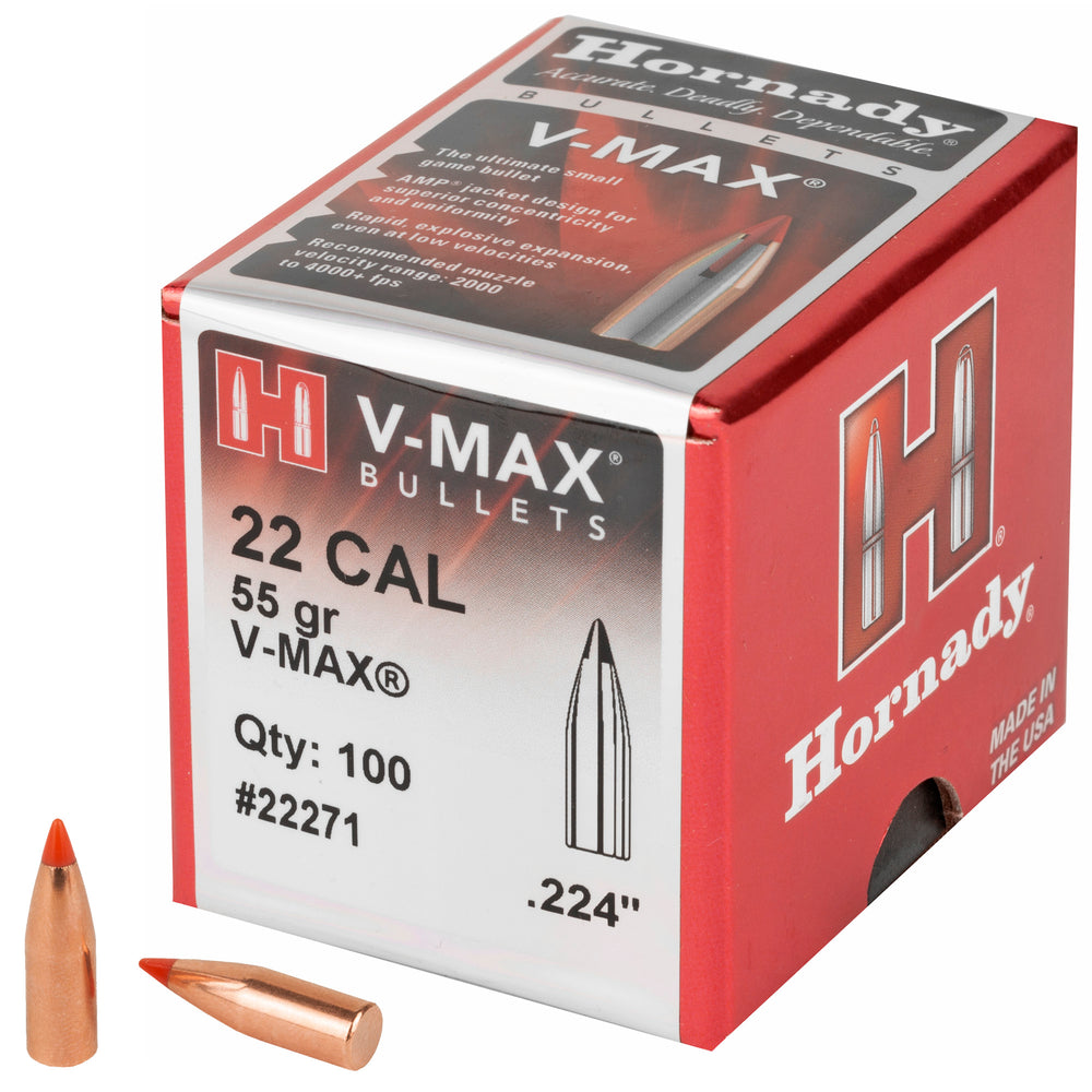 Hornady V-Max 22 Caliber .224 55-Grain 100-Count