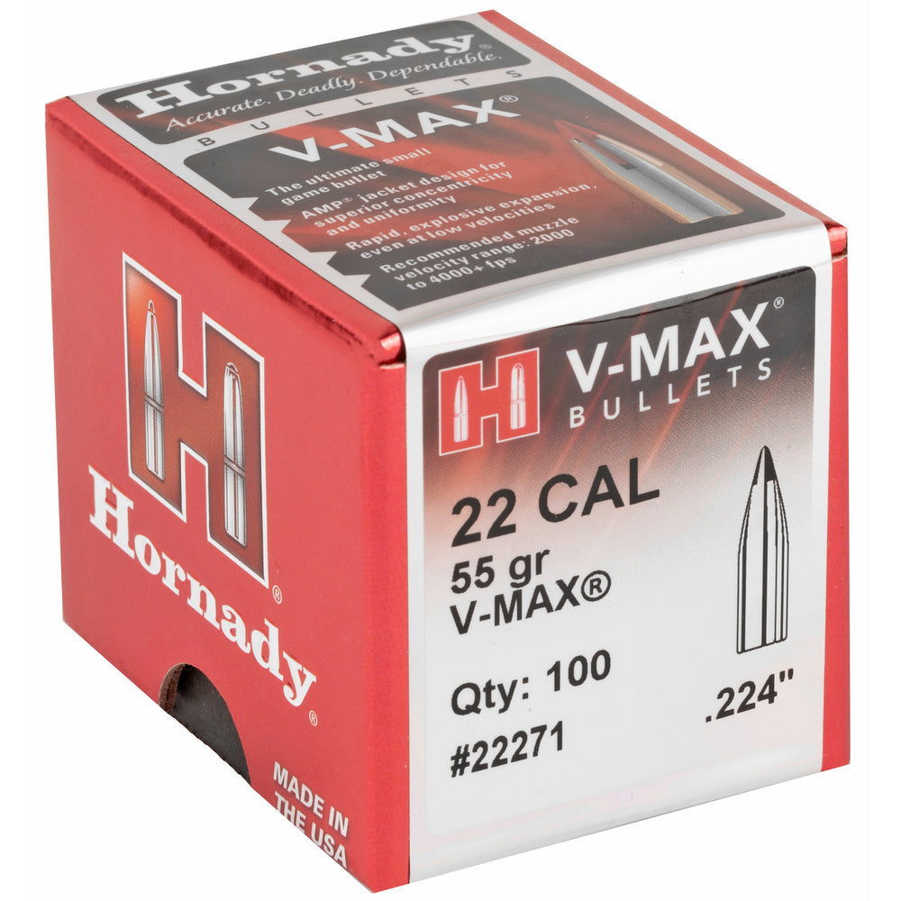Hornady V-Max 22 Caliber .224 55-Grain 100-Count