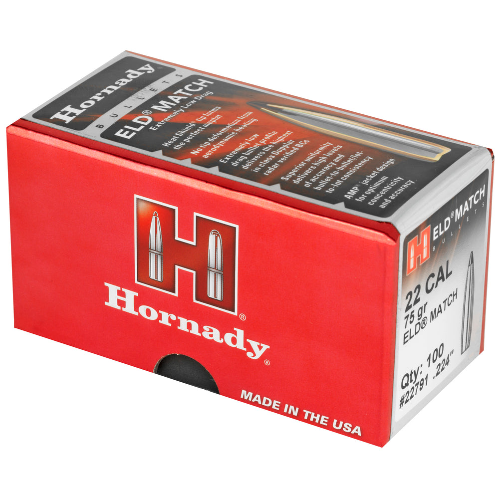 Hornady ELD-M 22 Caliber .224 75-Grain 100-Count