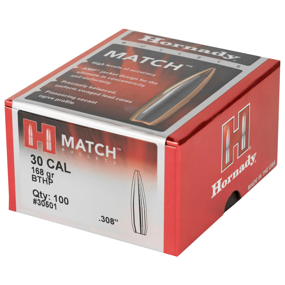 Hornady Match 30 Caliber .308 168-Grain 100-Count