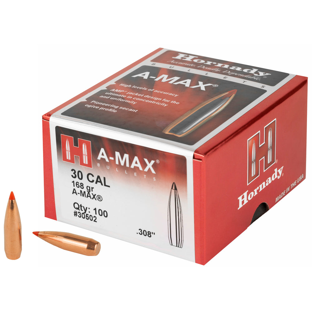 Hornady Match A-Max 30 Caliber 168-Grain 100-Count