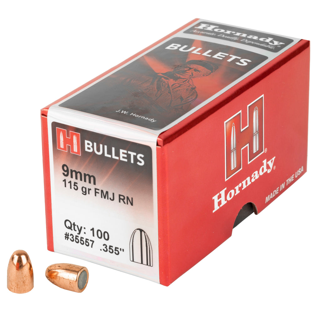 Hornady FMJ-RN 9mm .355 115-Grain 100-Count