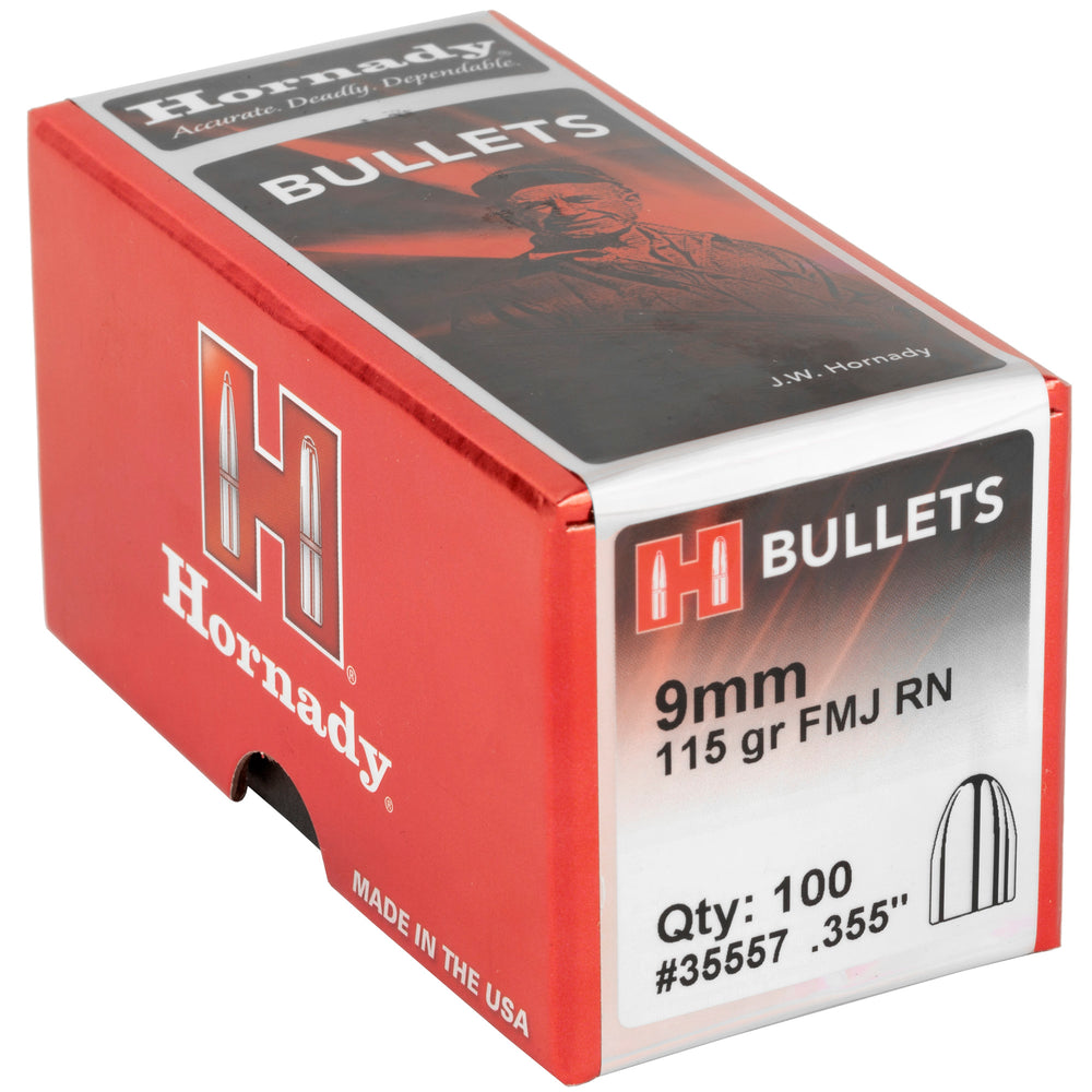 Hornady FMJ-RN 9mm .355 115-Grain 100-Count