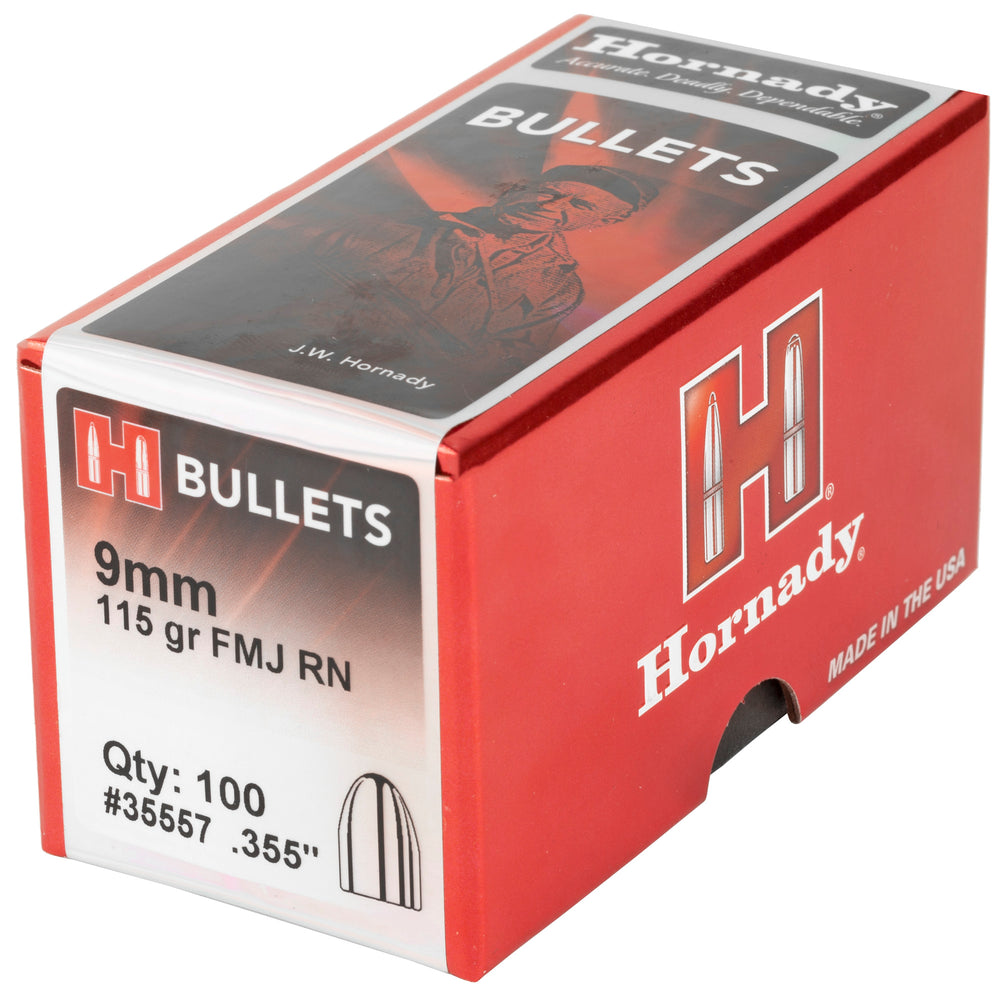 Hornady FMJ-RN 9mm .355 115-Grain 100-Count