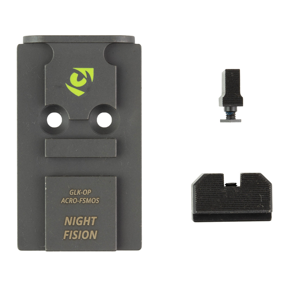 Night Fision Plate + Backup Sight ACRO Fits Glock Full Size MOS