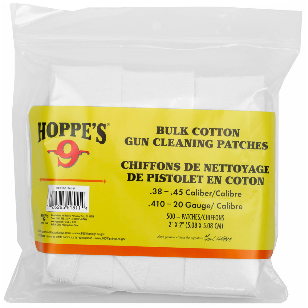 Hoppes Cleaning Patch 38-45 Caliber 500-Pack