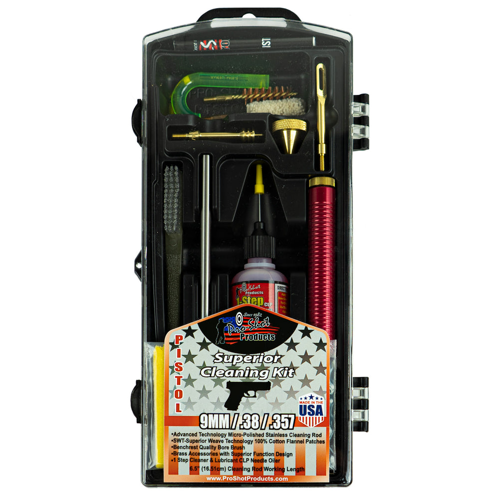 Pro-Shot Pistol Cleaning Kit 38/357/9mm Box