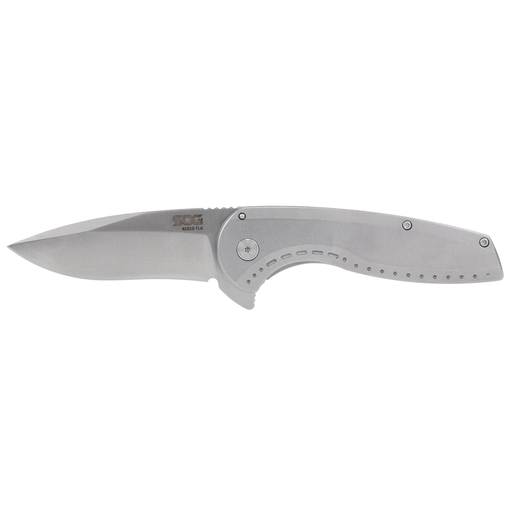 SOG Aegis FLK 3.25 Drop Point Silver