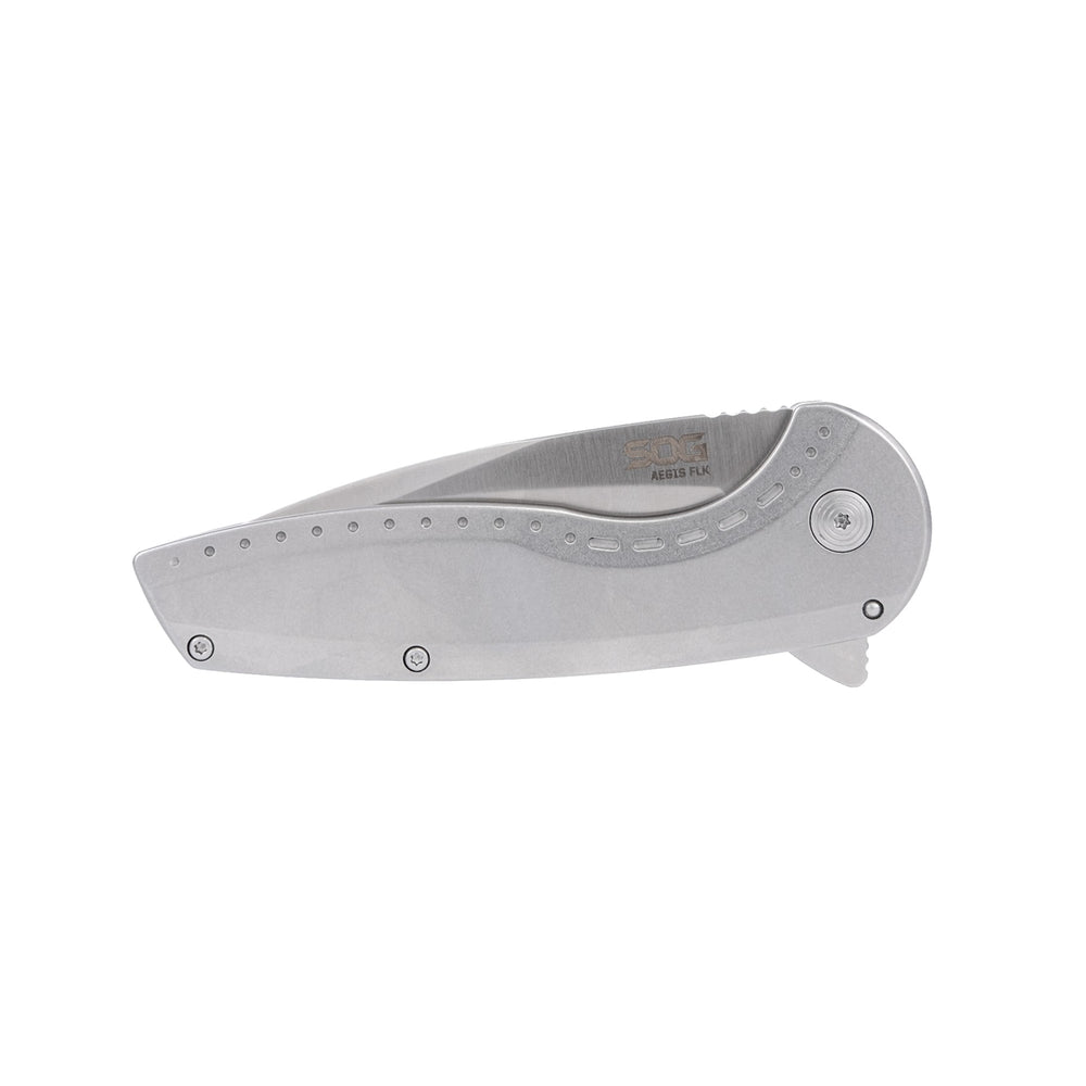 SOG Aegis FLK 3.25 Drop Point Silver