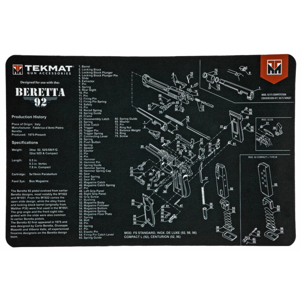 Tekmat Pistol Mat Beretta 92 Black