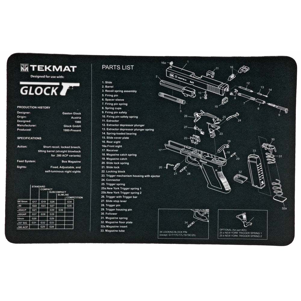 Tekmat Pistol Mat For Glock 17 Black