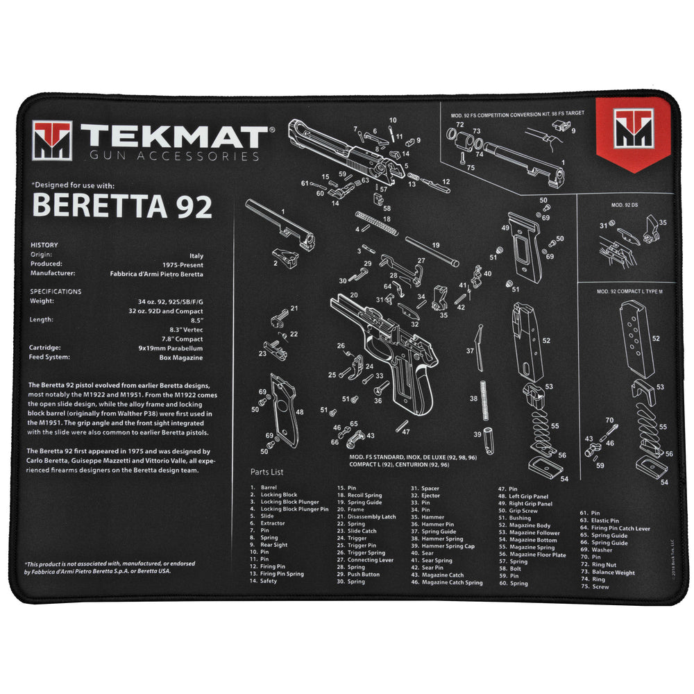 Tekmat Ultra Pistol Mat Beretta 92 Black