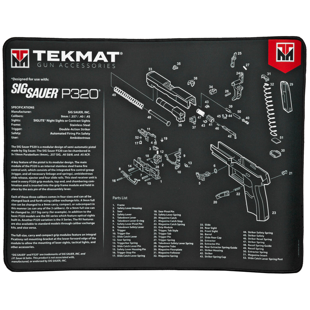 Tekmat Ultra Pistol Mat Sig P320 Black