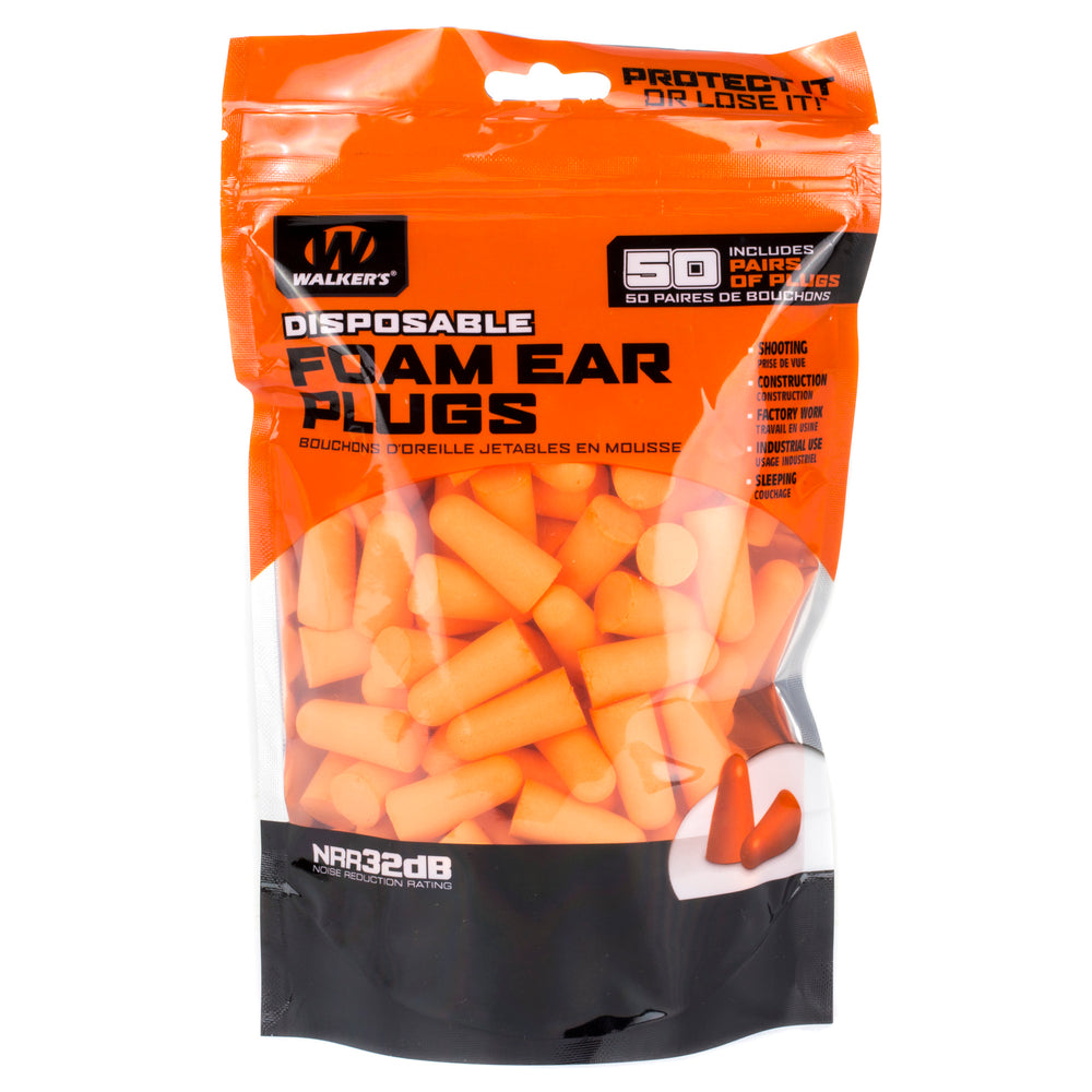 Walker's Foam Ear Plugs 50-Pack Bag