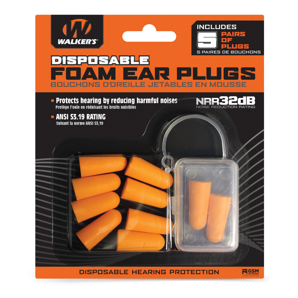 Walker's Foam Ear Plugs 5-Pack Blister